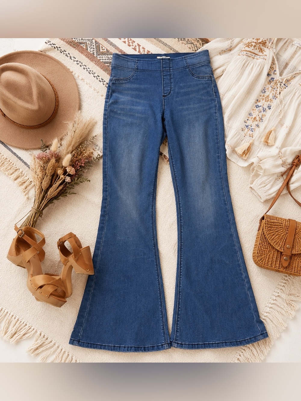Free People Pull-On Flare Jeans